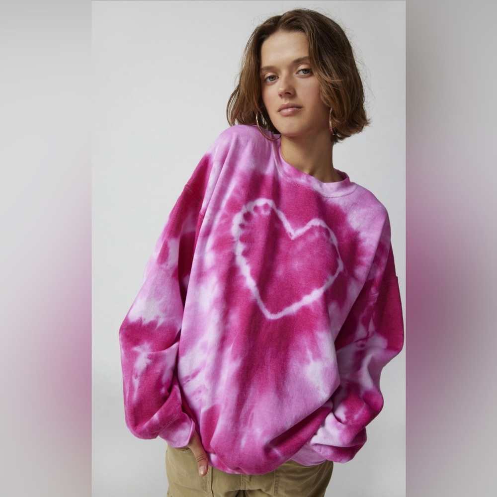 Pink heart crewneck